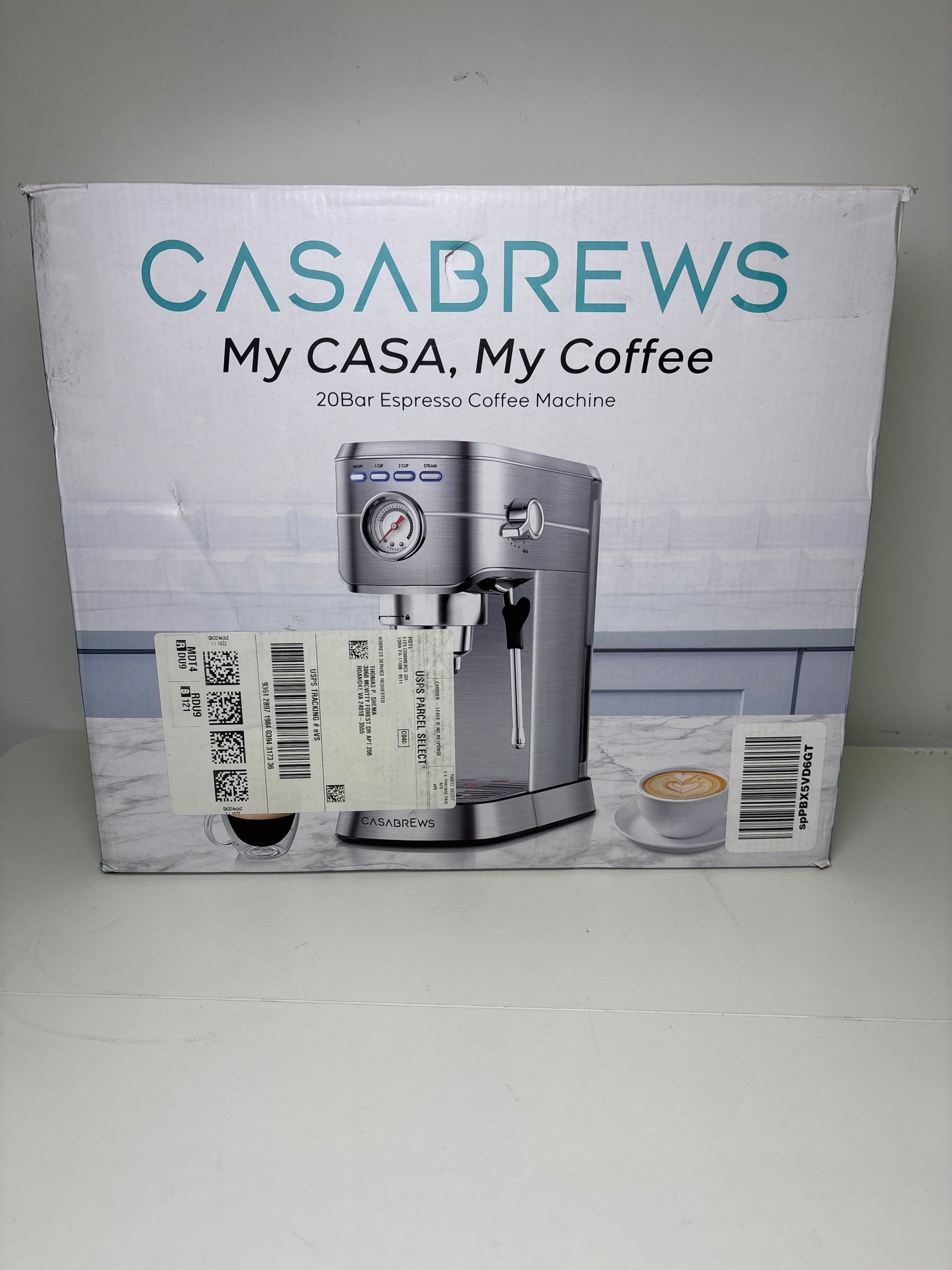 CASABREWS CM5418 Espresso Machine 20 Bar, Compact Espresso Maker with Steam Milk Frother, Stainless Steel Coffee Machine with 34oz Removable Water Tank for Cappuccino