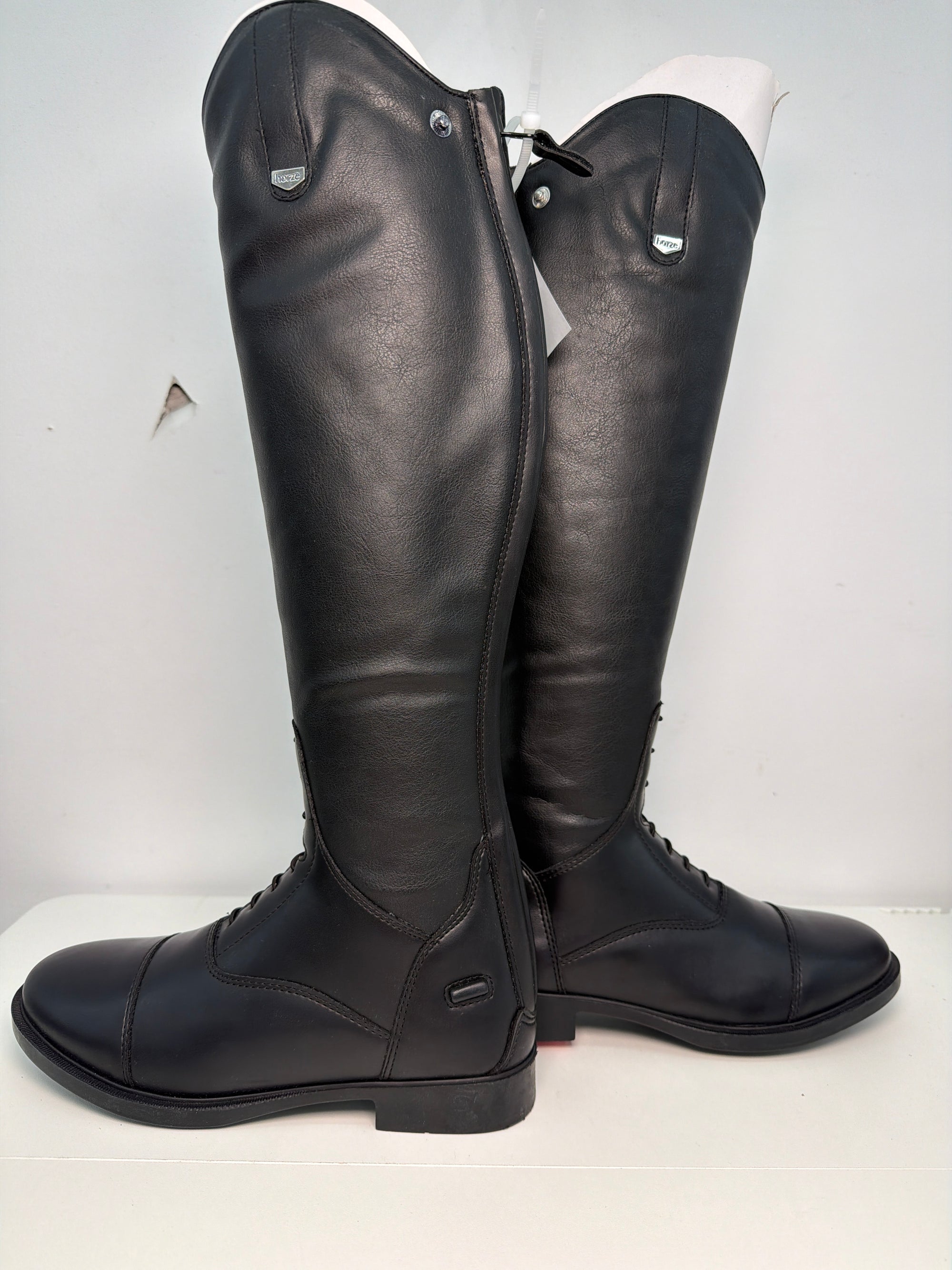 WMS Size 39 EU (US 8.5) HORZE Rover Women's Synthetic Leather Classic Tall Field Riding Boots | Water-Resistant with Laces and Rear Zipper