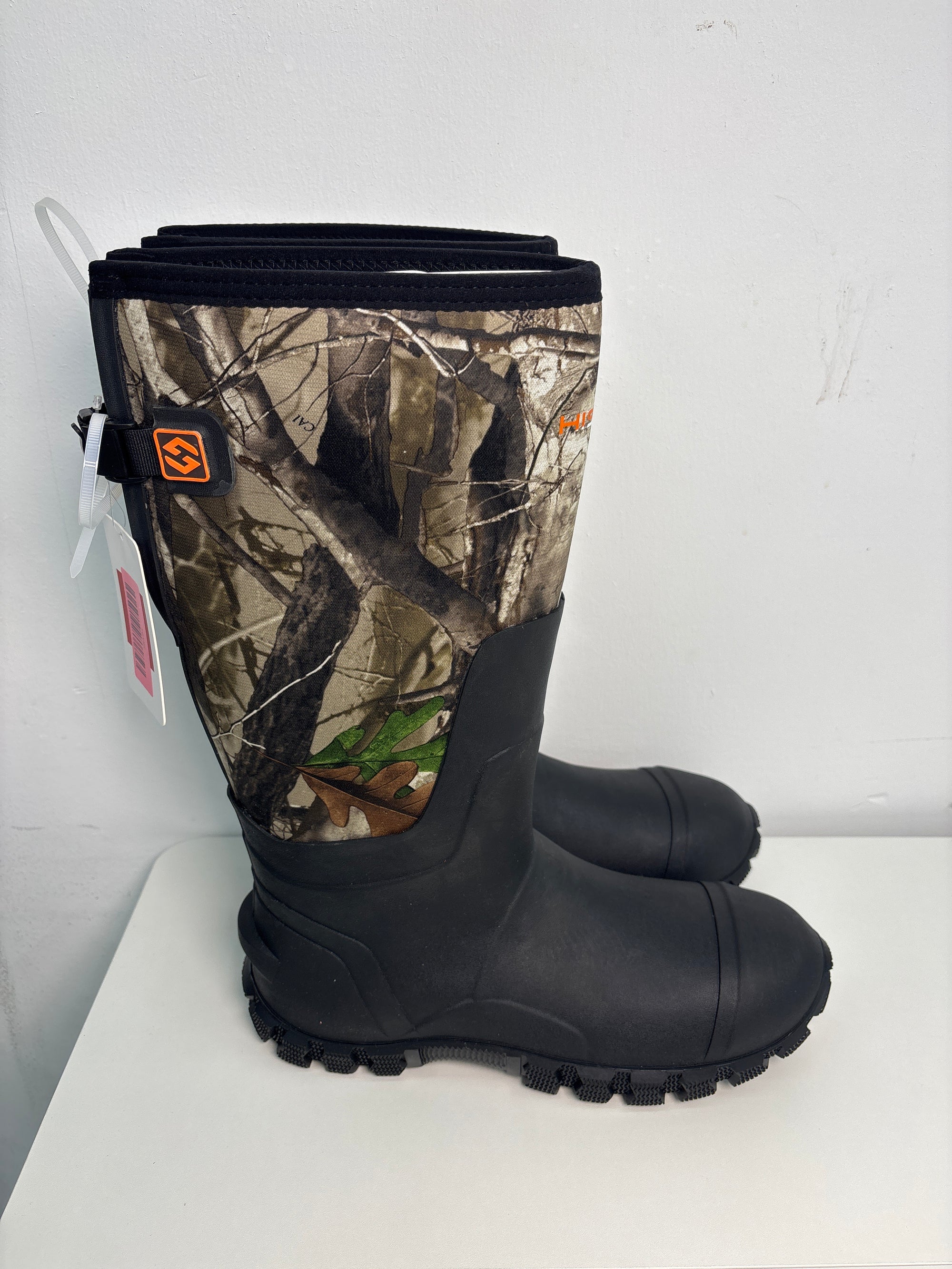 US MENS 11 HISEA Upgraded Men's Rain Boots, Waterproof Insulated Neoprene Rubber Boots with Steel Shank, Durable Anti-Slip Outdoor Work Boots for Hunting Gardening Farming Fishing Mud Working, Adjustable Calf