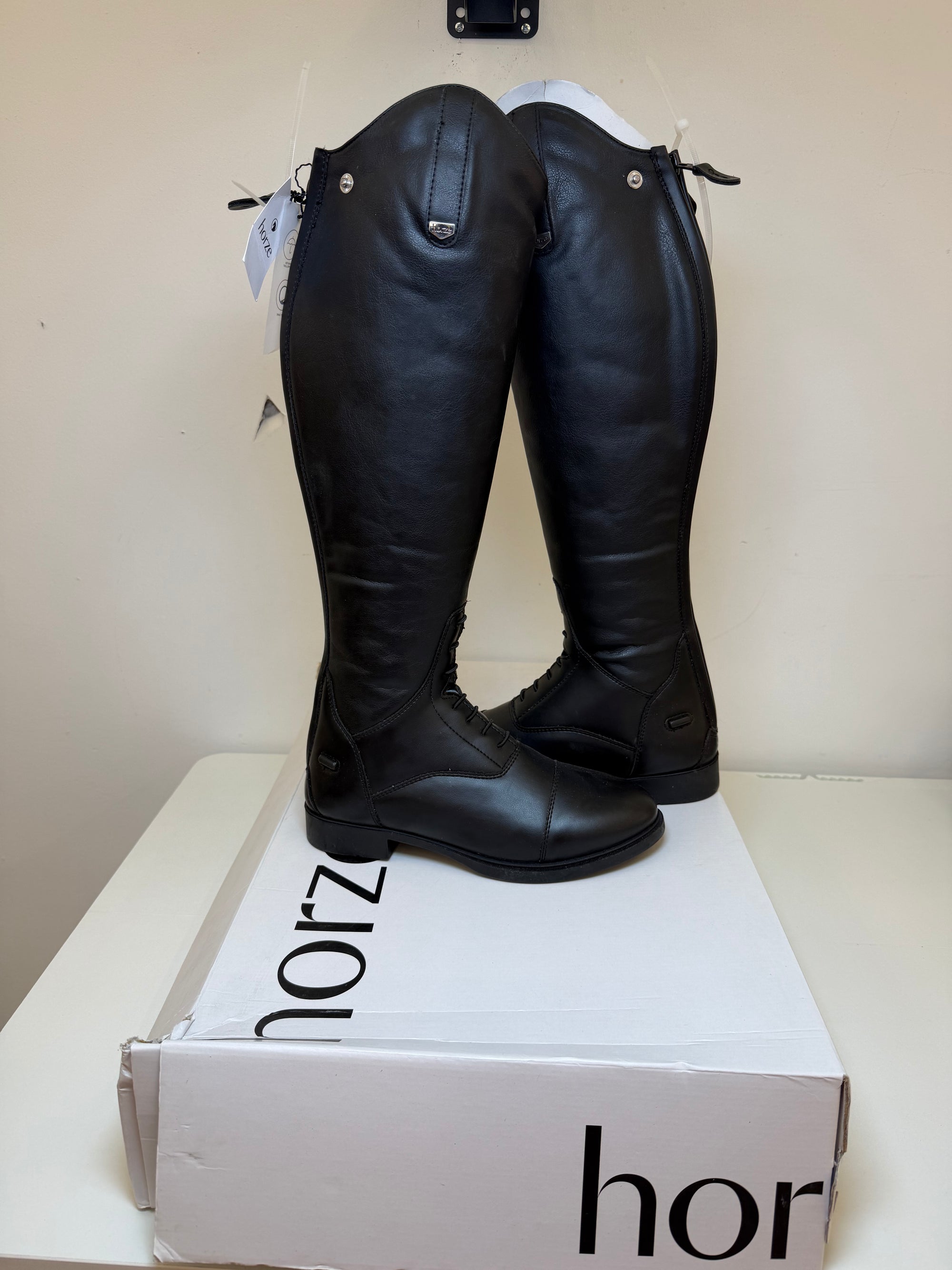 Womens Size 9 HORZE Rover Women's Synthetic Leather Classic Tall Field Riding Boots | Water-Resistant with Laces and Rear Zipper