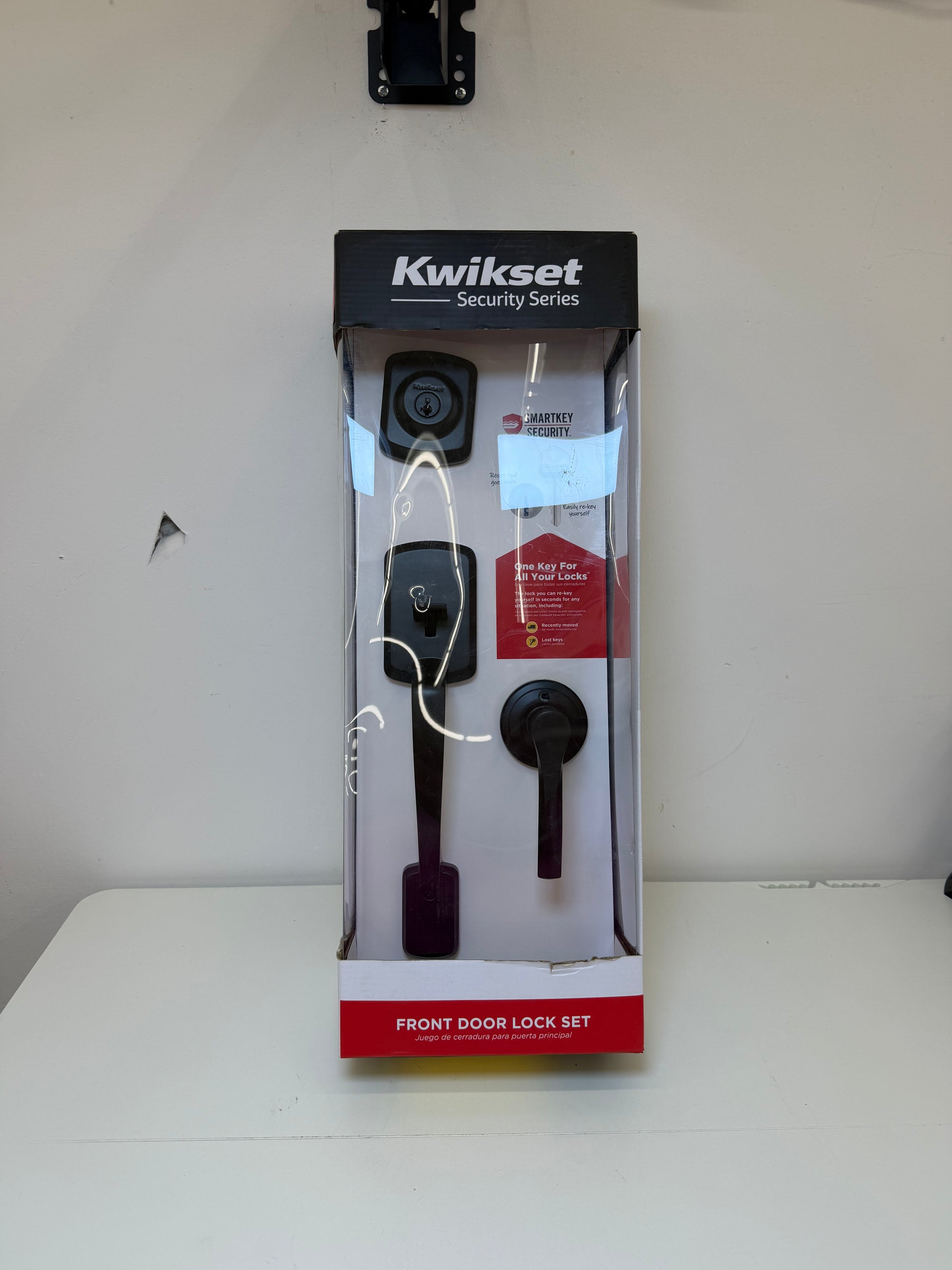 Kwikset Henley Front Door Lock Handle and Deadbolt Set, Entry Handleset Exterior with Interior Reversible Lever, Matte Black, Pick Resistant SmartKey Rekey Deadbolt Security, with Microban Protection