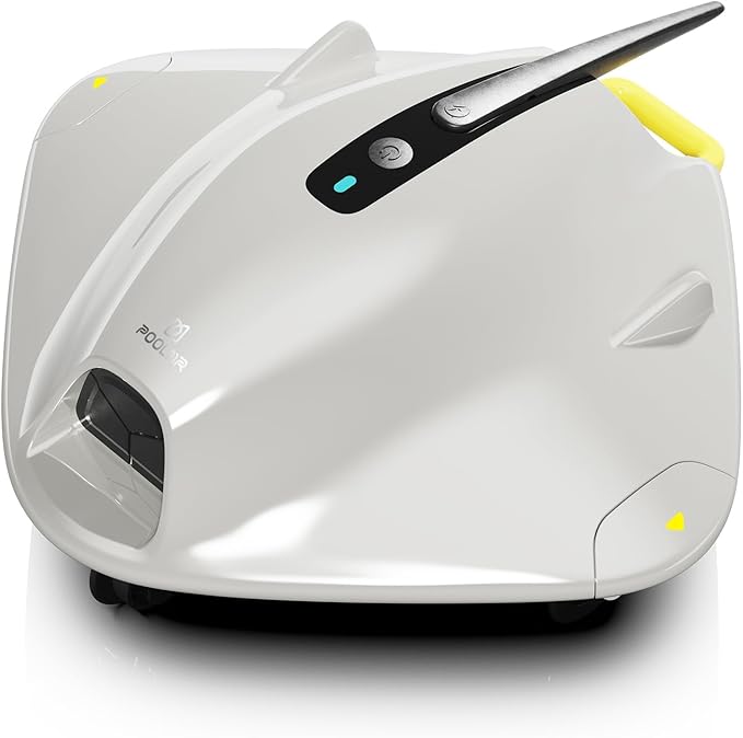 Cordless Robotic Pool Cleaner - Above Ground Pool Vacuum Robot - 40W Strong Suction, Dual Cleaning System, Barrier Crossing, 120-Min Runtime Up to 1614 Sq for Above Ground Pools, Grayish White