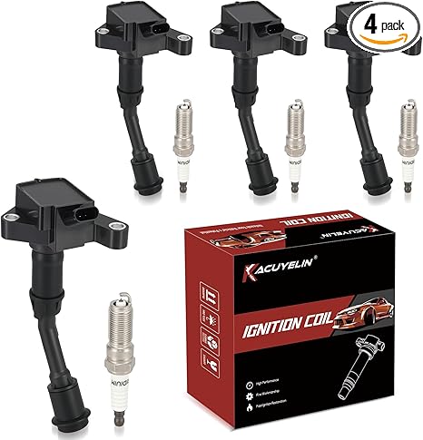 UF735 Ignition Coil Pack and Iridium-Platinum Spark Plugs Set of 4 Compatible with Ford Escape Fusion 2014-2020 1.5L Replaces# DG554, C880
