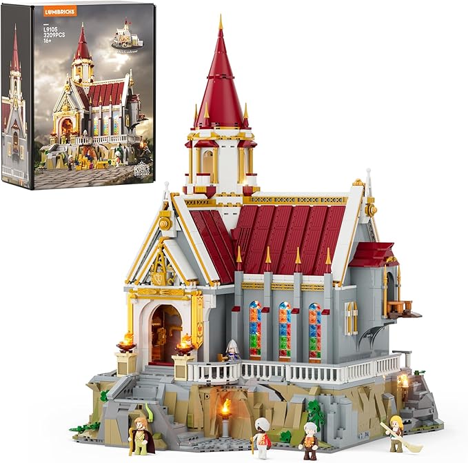 Medieval King's Castle Treasury Building Bricks Set - Middle Ages City Town Modular Collection Display Kit with Minifigures 3209 Pcs for Adults & Teens