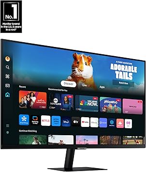 SAMSUNG 27-Inch M5 (M50D) Series FHD Smart Monitor with Streaming TV, Speakers, HDR10, Gaming Hub, Multiple Ports, Workout Tracker, Vision Accessibility Tools, LS27DM500ENXGO, 2024