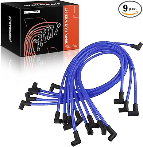 A-Premium 10.5MM Electronic Ignition HEI Spark Plug Wire Set Compatible with Chevrolet HEI SBC BBC 350 383 454 Engine, 9PCS, Blue
