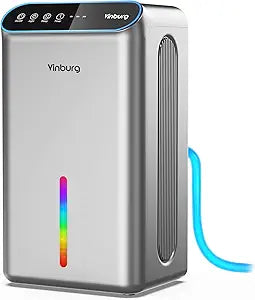 Dehumidifier for Home 1000 sq.ft - Small Quiet Dehumidifier with Auto Shut Off, Aromatherapy, 3 Gear Timer, Sleep Mode, 7-Color LED Light, Drain Hose for Bedroom, Bathroom, Basement, RV(Matte Kim Silver)